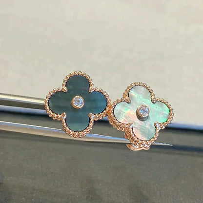 [Royal Jewellery]CLOVER MEDIUM 1 MOTIFS GRAY MOP  DIAMOND EARRINGS