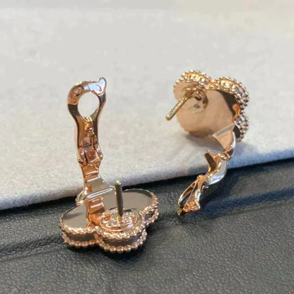 [Royal Jewellery]CLOVER MEDIUM 1 MOTIFS GRAY MOP  DIAMOND EARRINGS
