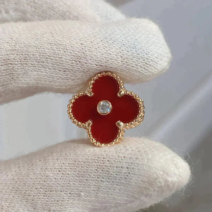 [Royal Jewellery]CLOVER MEDIUM 1 MOTIFS CARNELIAN  DIAMOND earrings