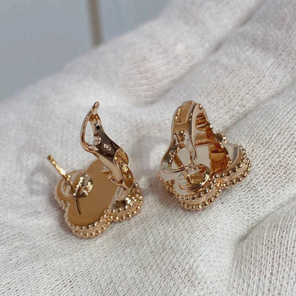 [Royal Jewellery]CLOVER MEDIUM 1 MOTIFS CARNELIAN  DIAMOND earrings