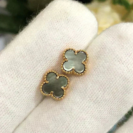 [Royal Jewellery]CLOVER MINI 9.5MM GRAY MOP EARRINGS