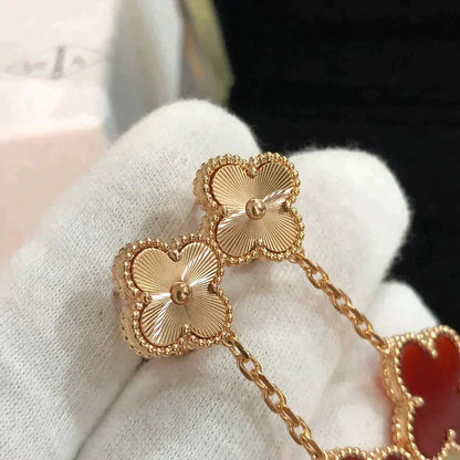 [Royal Jewellery]CLOVER 2 MOTIF  LASER CARNELIAN EARRINGS