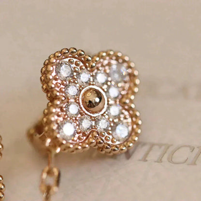[Royal Jewellery]CLOVER MEDIUM 1 MOTIFS FUll DIAMOND EARRINGS