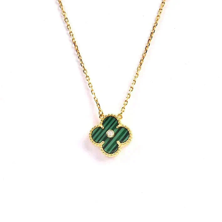[Royal Jewellery]CLOVER 15MM DIAMOND TURQUOISE NECKLACE