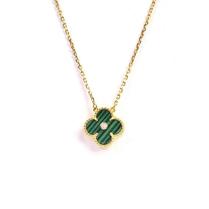 [Royal Jewellery]CLOVER 15MM DIAMOND TURQUOISE NECKLACE
