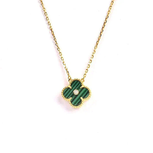 [Royal Jewellery]CLOVER 15MM DIAMOND TURQUOISE NECKLACE