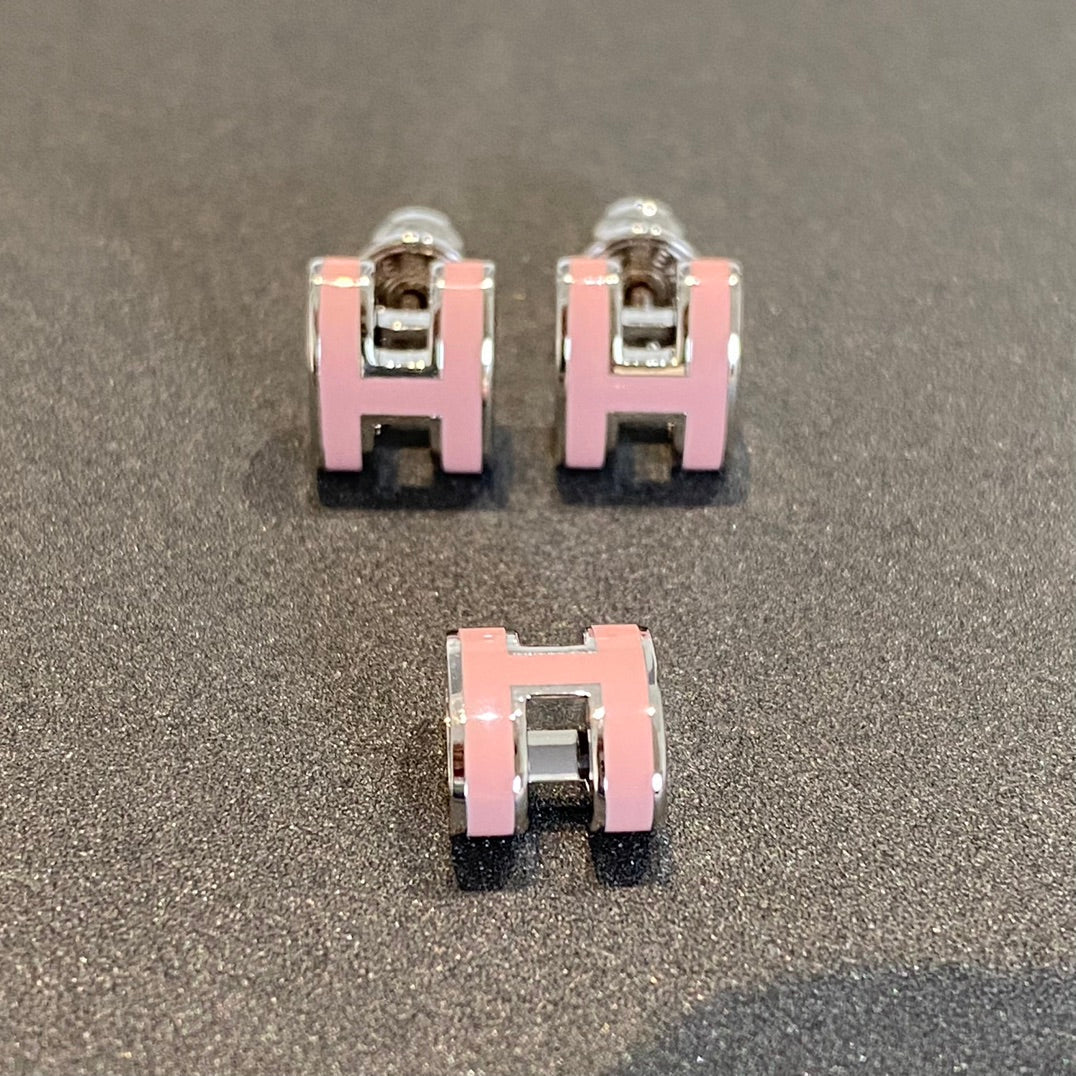 [Royal Jewellery]MINI POP H SILVER EARRINGS PINK