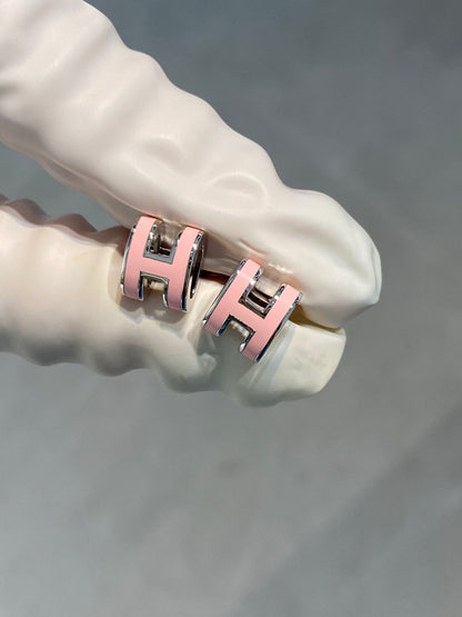[Royal Jewellery]MINI POP H SILVER EARRINGS PINK