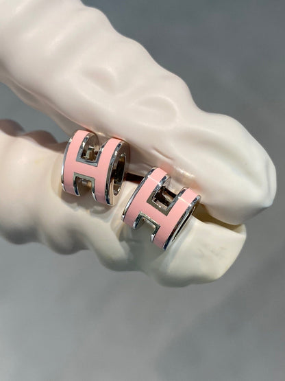 [Royal Jewellery]MINI POP H SILVER EARRINGS PINK