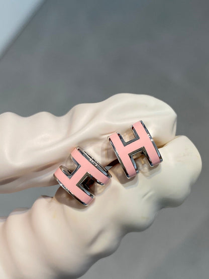 [Royal Jewellery]MINI POP H SILVER EARRINGS PINK
