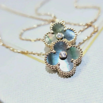 [Royal Jewellery]CLOVER 15MM DIAMOND AND MOTHER-OF-GREY NECKLACE