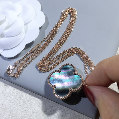 [Royal Jewellery]CLOVER 25MM GOLD DARK MOP BIG CLOVER NECKLACE