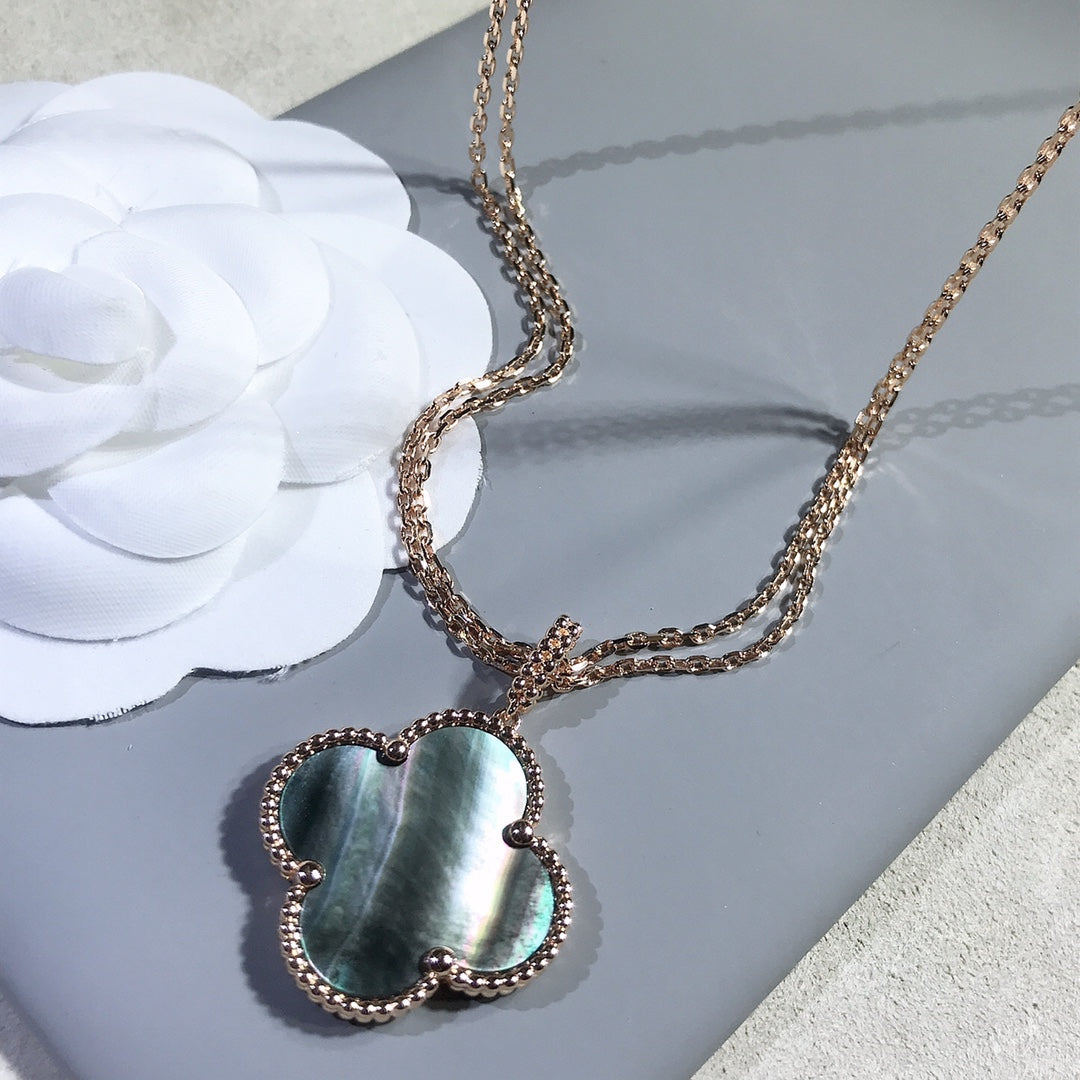 [Royal Jewellery]CLOVER 25MM GOLD DARK MOP BIG CLOVER NECKLACE