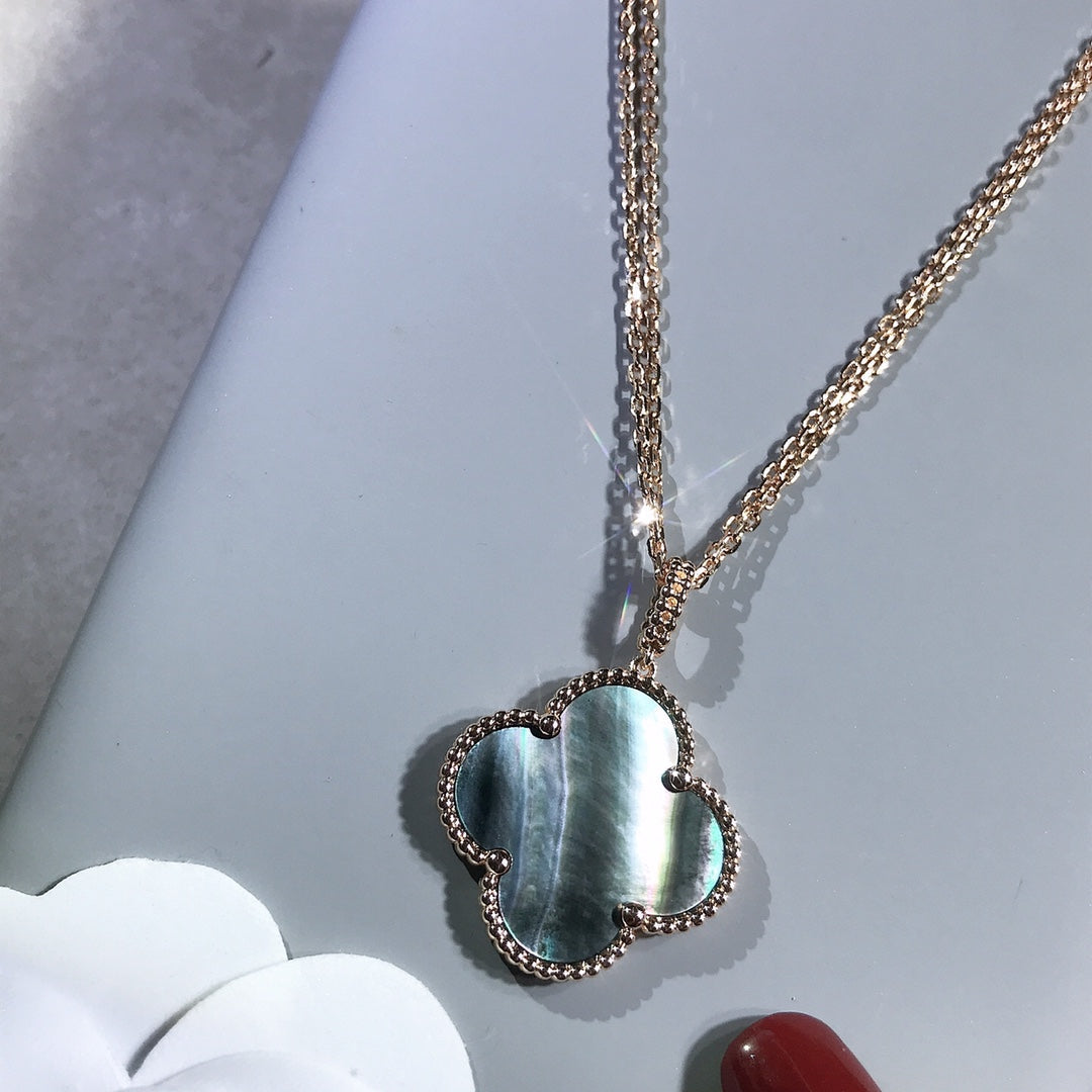 [Royal Jewellery]CLOVER 25MM GOLD DARK MOP BIG CLOVER NECKLACE