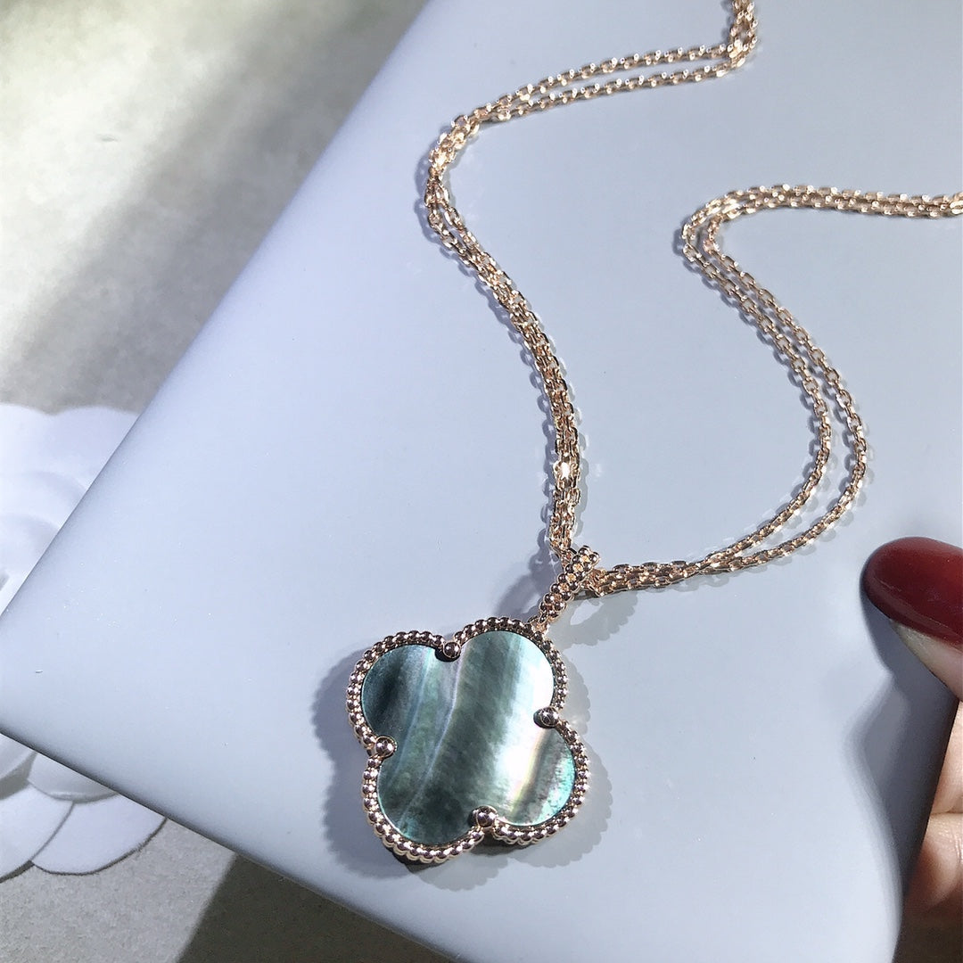 [Royal Jewellery]CLOVER 25MM GOLD DARK MOP BIG CLOVER NECKLACE