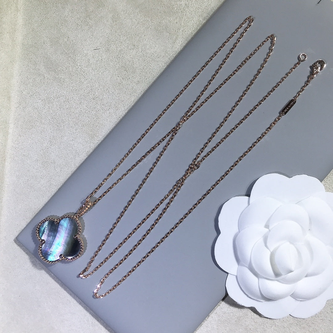 [Royal Jewellery]CLOVER 25MM GOLD DARK MOP BIG CLOVER NECKLACE