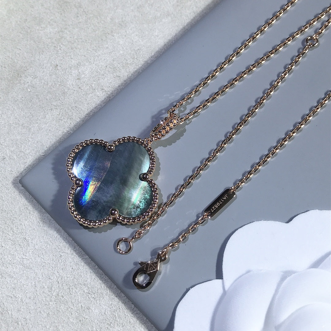 [Royal Jewellery]CLOVER 25MM GOLD DARK MOP BIG CLOVER NECKLACE