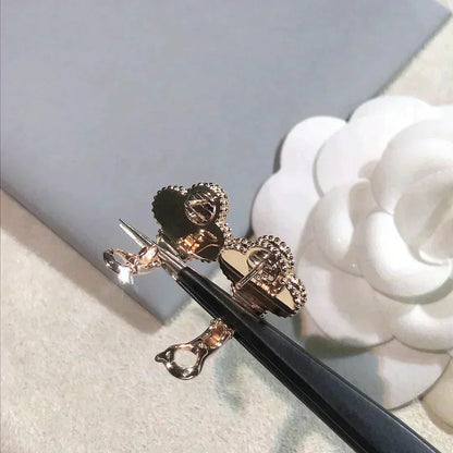 [Royal Jewellery]CLOVER MEDIUM 1 MOTIFS  PINK MOP DIAMOND EARRINGS