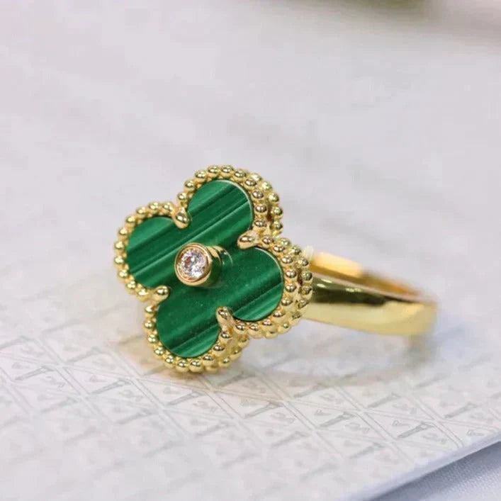 [Royal Jewellery]CLOVER MALACHITE RING GOLD DIAMOND