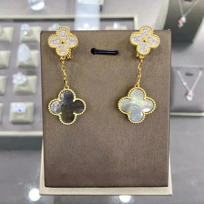 [Royal Jewellery]CLOVER  2 MOTIFS  DIAMOND  EARRINGS (MULTIPLE CHOICESç´
