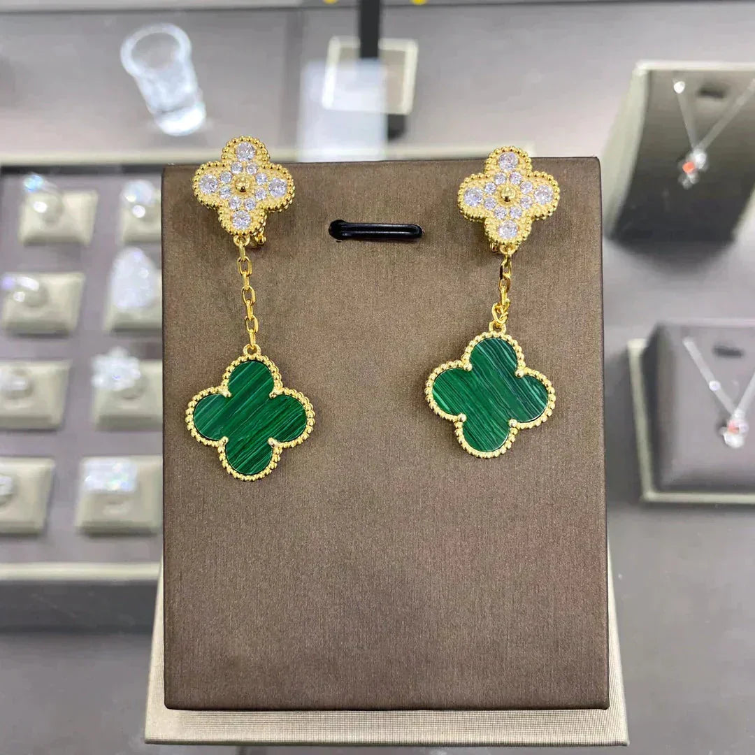 [Royal Jewellery]CLOVER  2 MOTIFS  DIAMOND  EARRINGS (MULTIPLE CHOICESç´