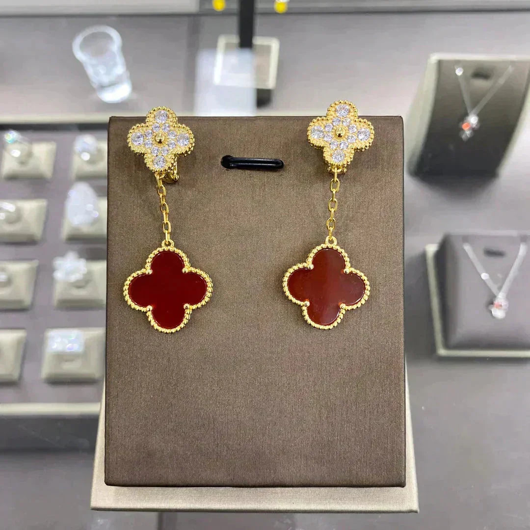 [Royal Jewellery]CLOVER  2 MOTIFS  DIAMOND  EARRINGS (MULTIPLE CHOICESç´