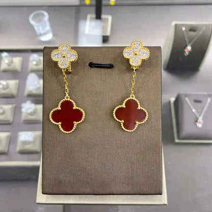 [Royal Jewellery]CLOVER  2 MOTIFS  DIAMOND  EARRINGS (MULTIPLE CHOICESç´