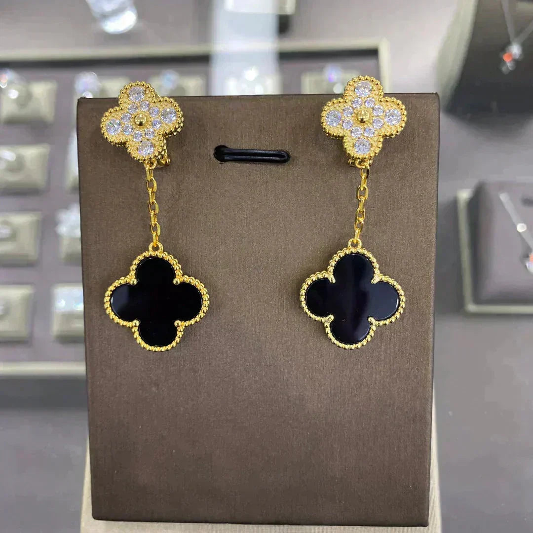 [Royal Jewellery]CLOVER  2 MOTIFS  DIAMOND  EARRINGS (MULTIPLE CHOICESç´