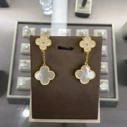 [Royal Jewellery]CLOVER  2 MOTIFS  DIAMOND  EARRINGS (MULTIPLE CHOICESç´