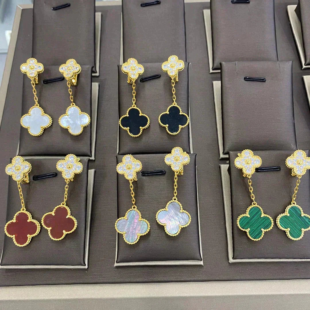 [Royal Jewellery]CLOVER  2 MOTIFS  DIAMOND  EARRINGS (MULTIPLE CHOICESç´