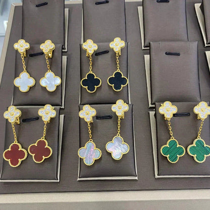 [Royal Jewellery]CLOVER  2 MOTIFS  DIAMOND  EARRINGS (MULTIPLE CHOICESç´