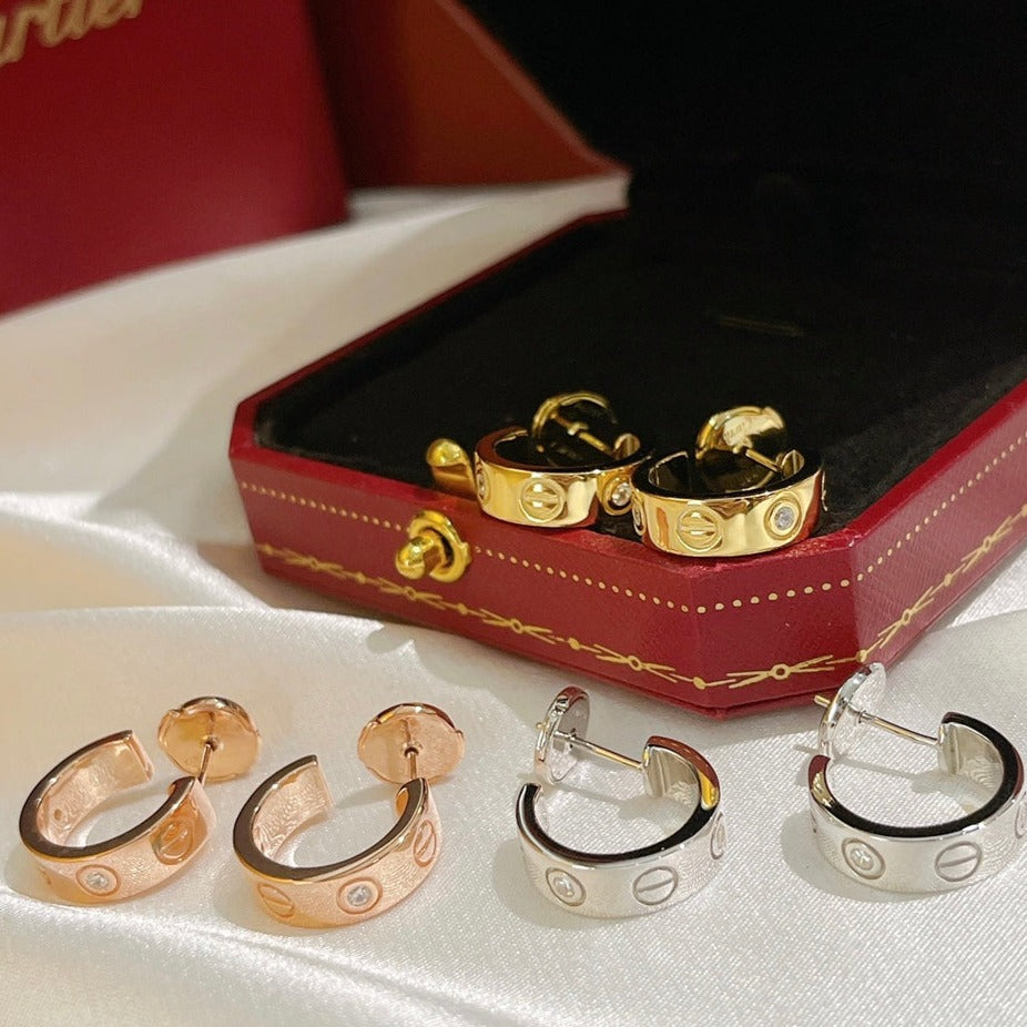 [Royal Jewellery]LOVE EARRINGS 5.7MM 2 DIAMONDS