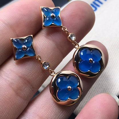 [Royal Jewellery]STAR AND SUN AGATE DIAMOND EARRINGS