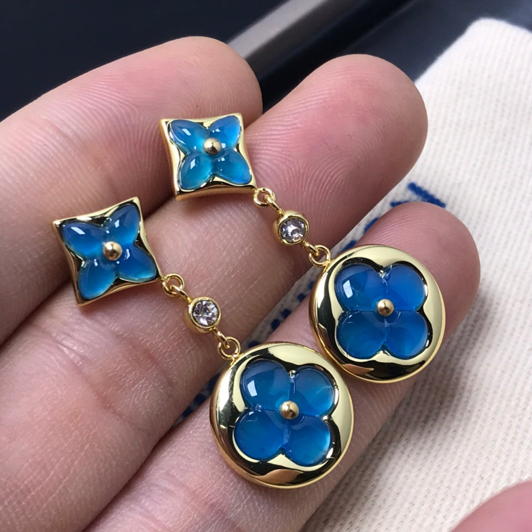 [Royal Jewellery]STAR AND SUN AGATE DIAMOND EARRINGS