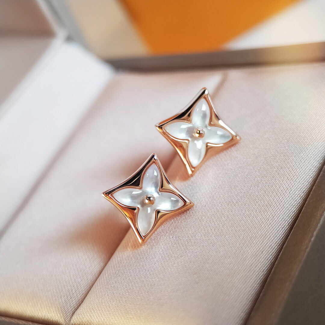 [Royal Jewellery]STAR MOP PINK GOLD EARRINGS