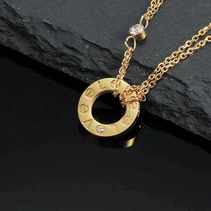[Royal Jewellery]LOVE NECKLACE 16MM 2 DIAMONDS