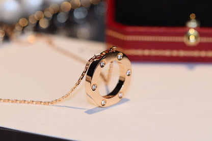 [Royal Jewellery]LOVE NECKLACE 16MM 6 DIAMONDS PINK GOLD
