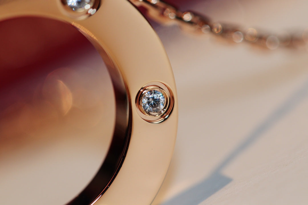 [Royal Jewellery]LOVE NECKLACE 16MM 6 DIAMONDS PINK GOLD
