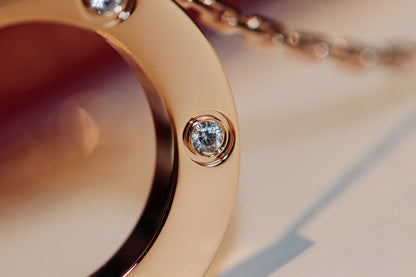 [Royal Jewellery]LOVE NECKLACE 16MM 6 DIAMONDS PINK GOLD