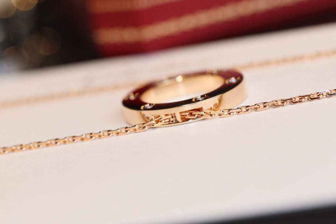 [Royal Jewellery]LOVE NECKLACE 16MM 6 DIAMONDS PINK GOLD