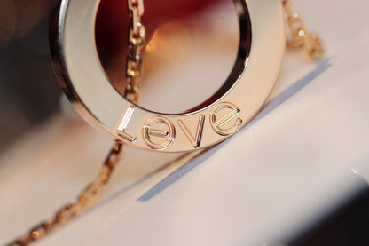 [Royal Jewellery]LOVE NECKLACE 16MM 6 DIAMONDS PINK GOLD