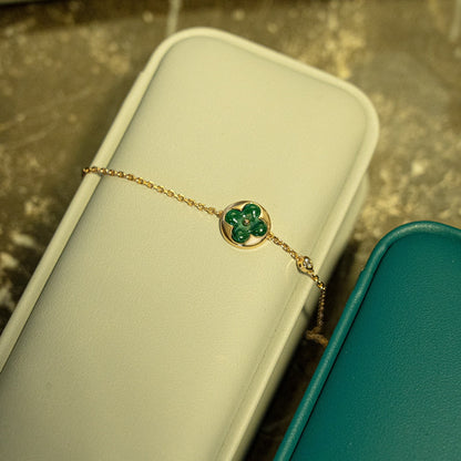 [Royal Jewellery]SUN MALACHITE 1 DIAMOND PINK GOLD BRACELET