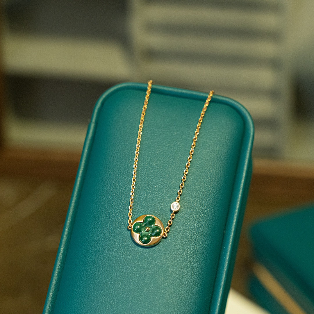 [Royal Jewellery]SUN MALACHITE 1 DIAMOND PINK GOLD BRACELET