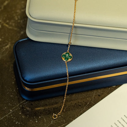 [Royal Jewellery]SUN MALACHITE 1 DIAMOND PINK GOLD BRACELET