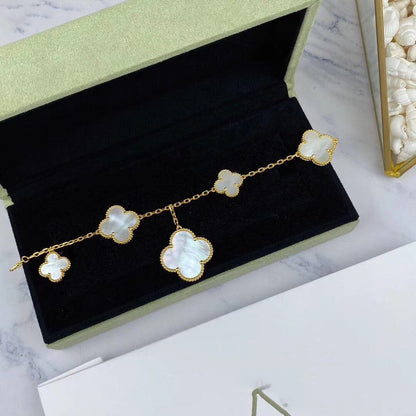 [Royal Jewellery]MAGIC CLOVER MOP GOLD BRACELET 5 MOTIFS