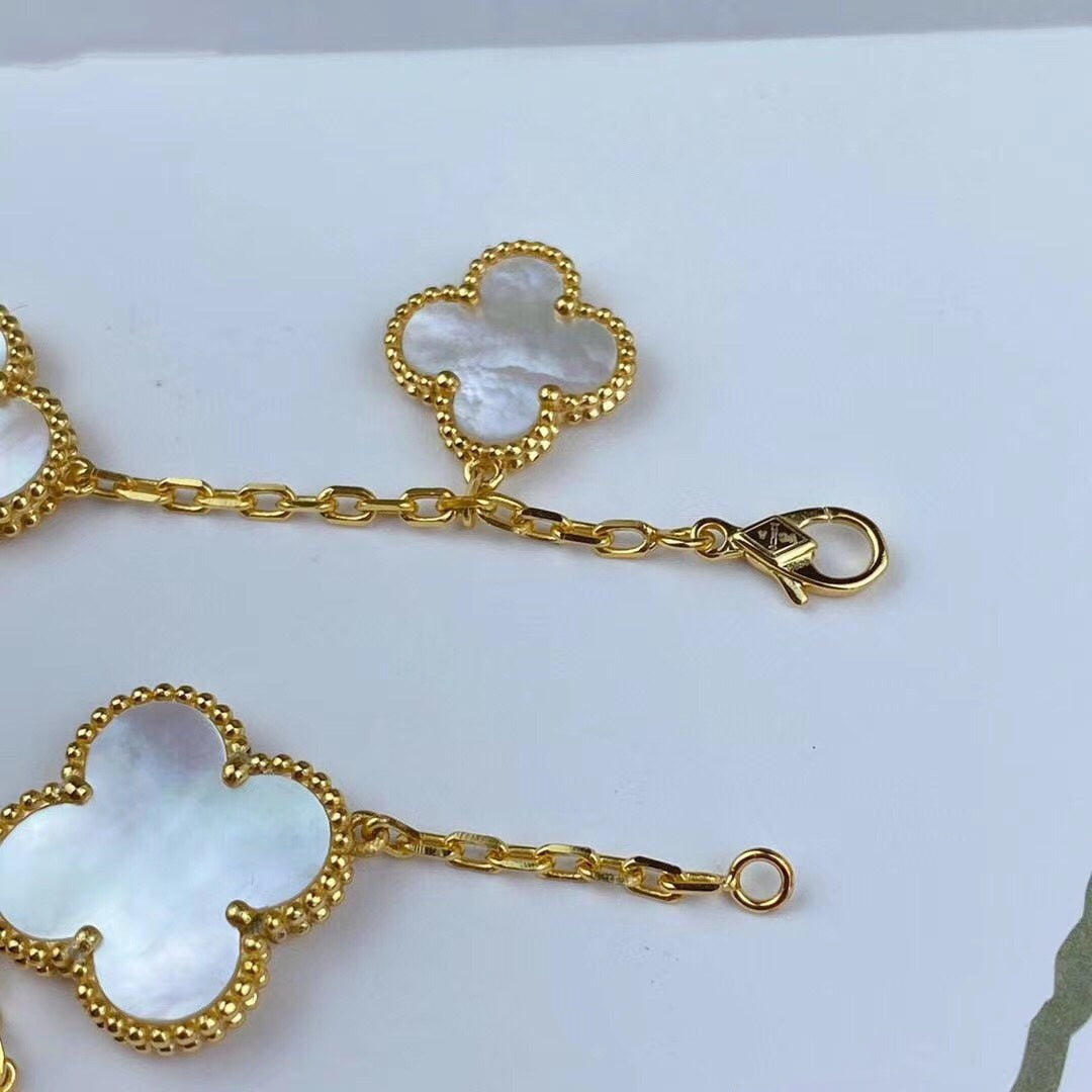 [Royal Jewellery]MAGIC CLOVER MOP GOLD BRACELET 5 MOTIFS