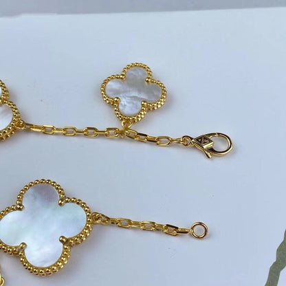 [Royal Jewellery]MAGIC CLOVER MOP GOLD BRACELET 5 MOTIFS