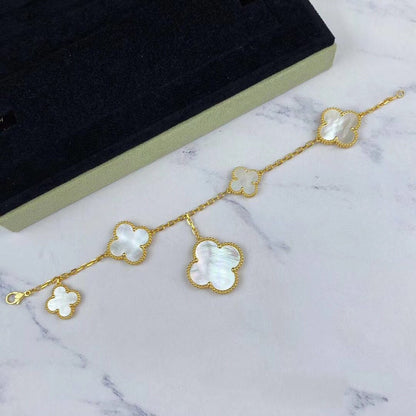 [Royal Jewellery]MAGIC CLOVER MOP GOLD BRACELET 5 MOTIFS