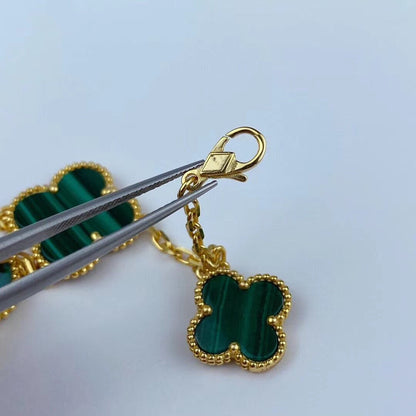 [Royal Jewellery]MAGIC CLOVER MALACHITE GOLD BRACELET 5 MOTIFS