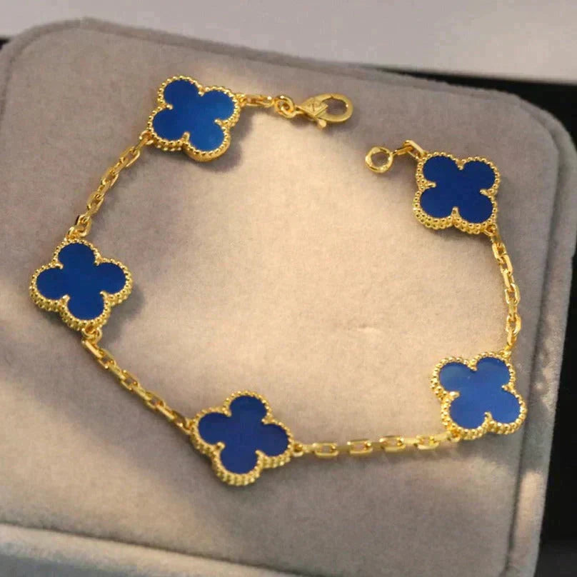 [Royal Jewellery] CLOVER 5 MOTIF BLUE AGATE BRACELET COLLECTION